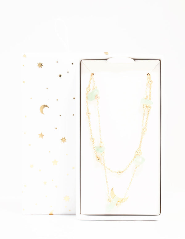 Gold Semi Precious Chip Necklace