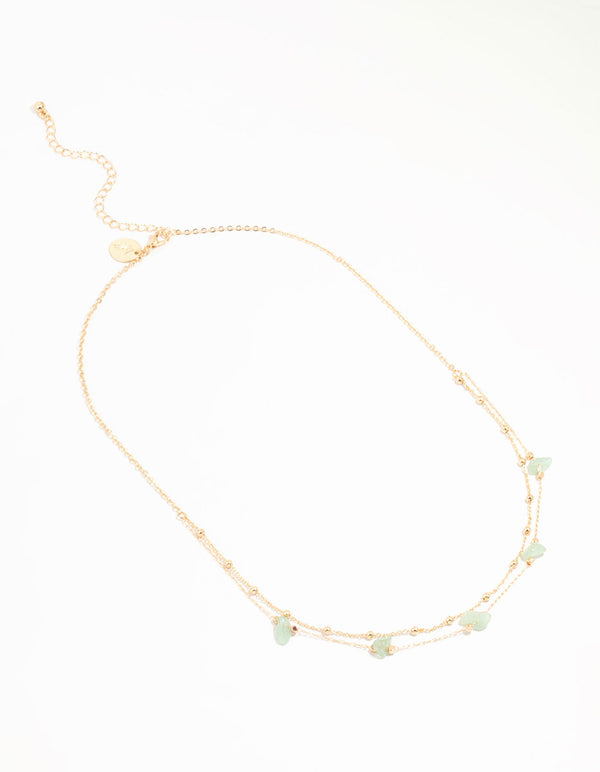 Gold Semi Precious Chip Necklace