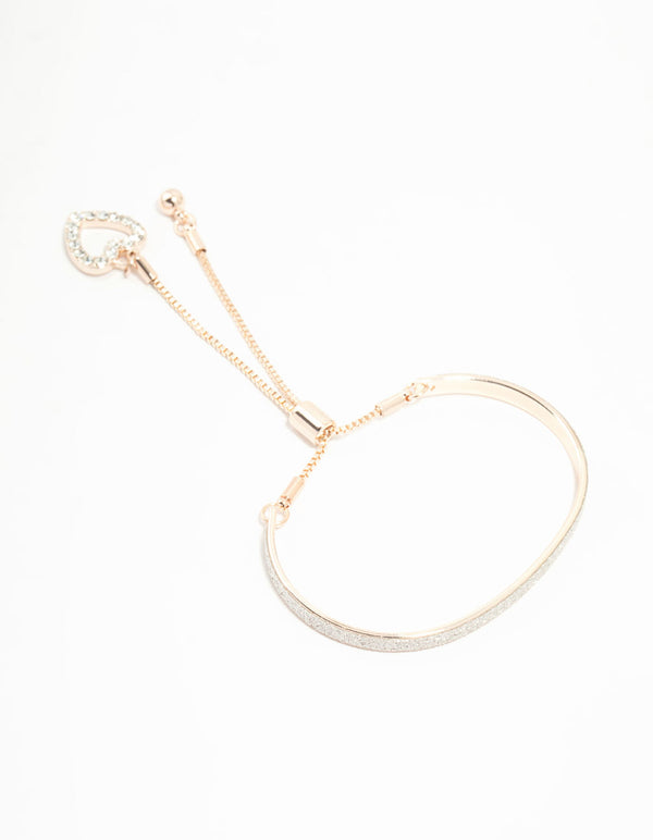 Rose Gold Glitter & Heart Toggle Bracelet