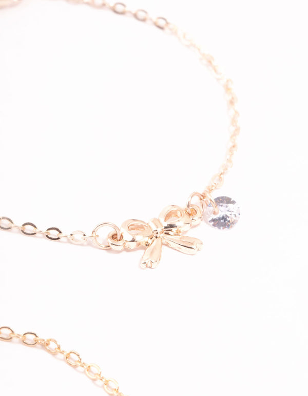 Mixed Metals Diamante Bow Bracelets 3-Pack
