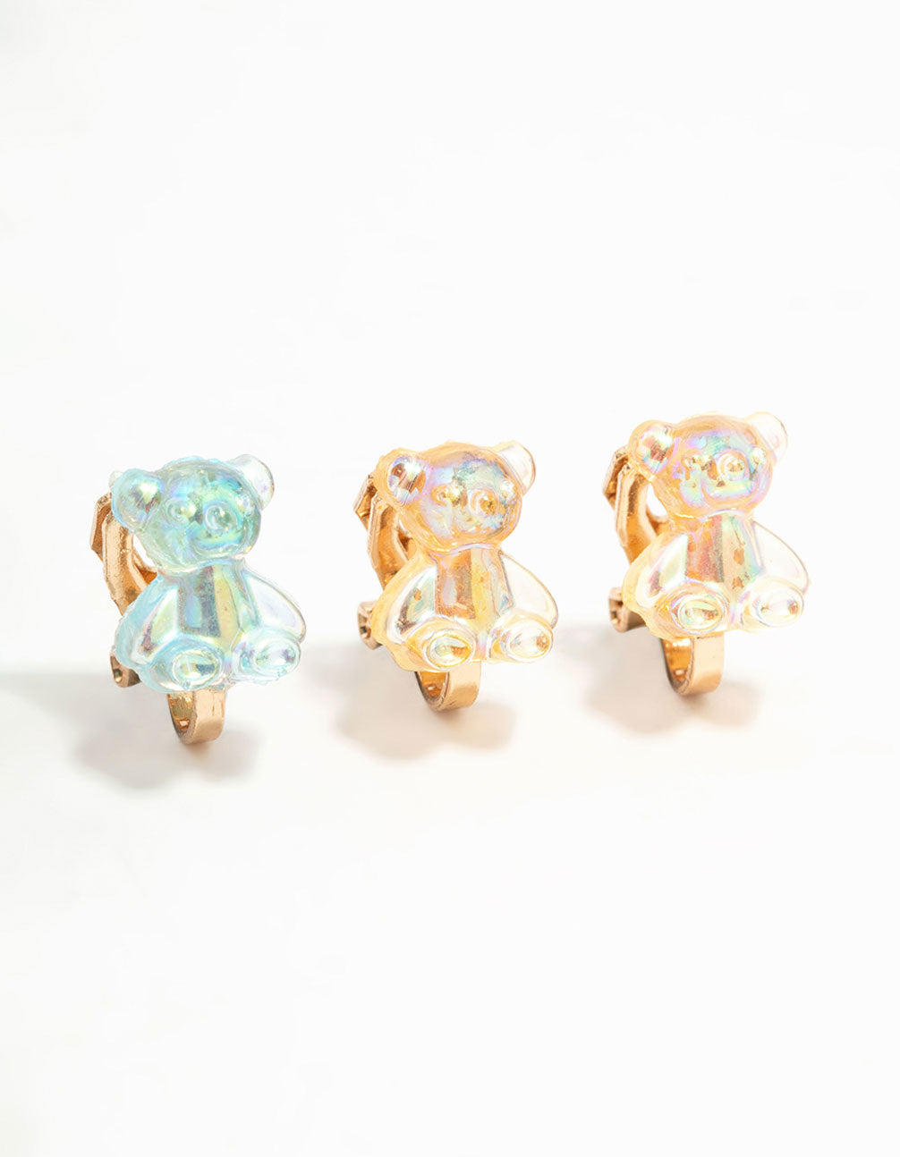 Gold Gummy Bear Clip On Earrings 5-Pack