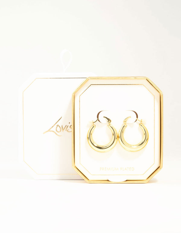 Gold Plated Large Smooth Chunky Hoop Earrings