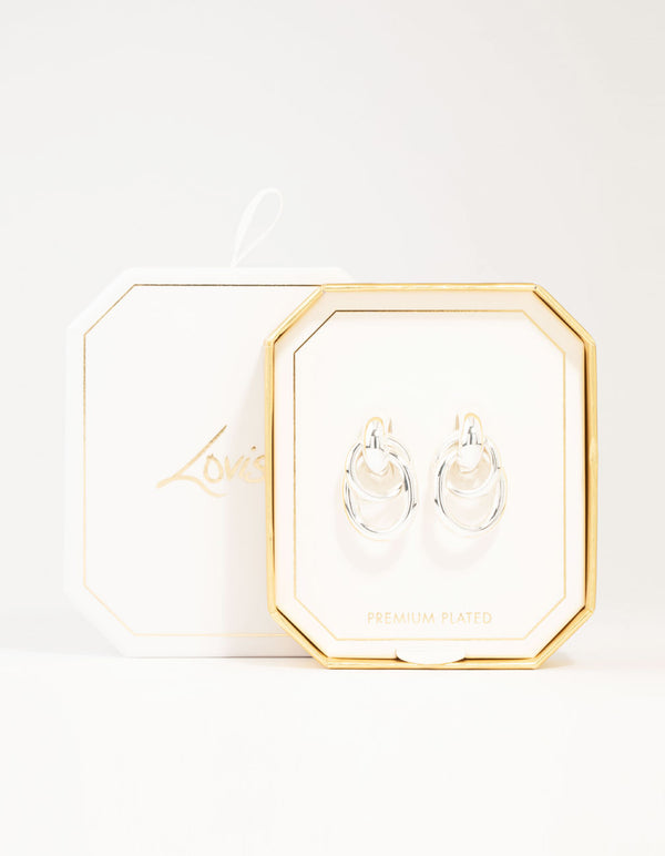 Silver Plated Door Knocker Drop Earrings