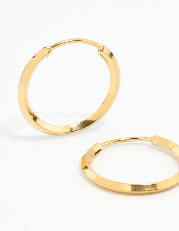 Waterproof Gold Plated Stainless Steel Point Edge Hoop Earrings