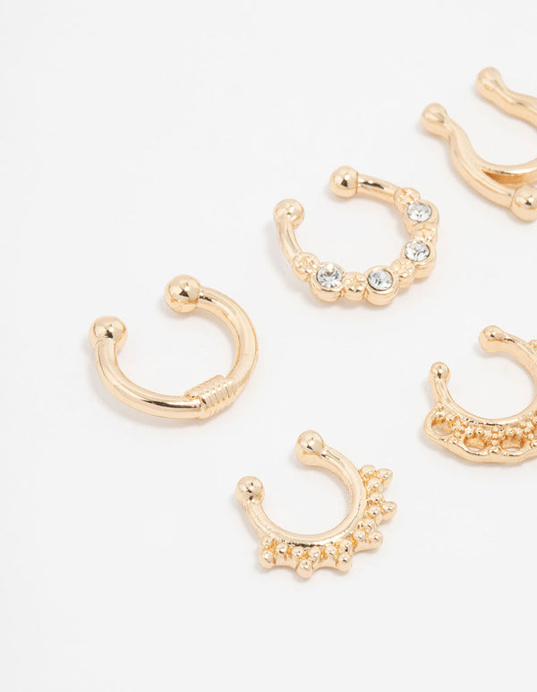 Gold Plated Faux Septum Rings 6-Pack