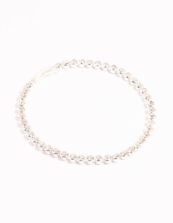 Silver Round Diamante Tennis Bracelet