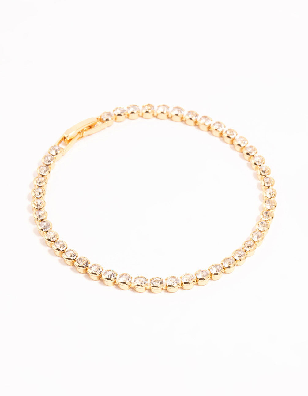 Gold Round Diamante Tennis Bracelet