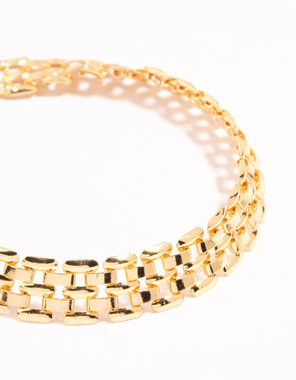 Gold Watch Link Style Chain Bracelet