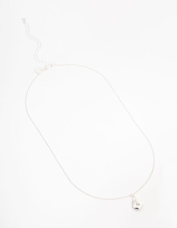 Silver Pear Shaped Locket Necklace