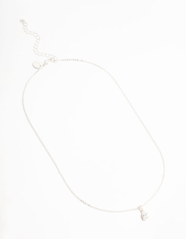 Silver Elegant Pear Shaped Cubic Zirconia Necklace