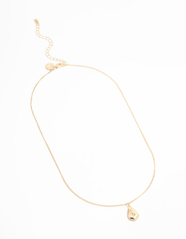Gold Pear Shaped Locket Necklace