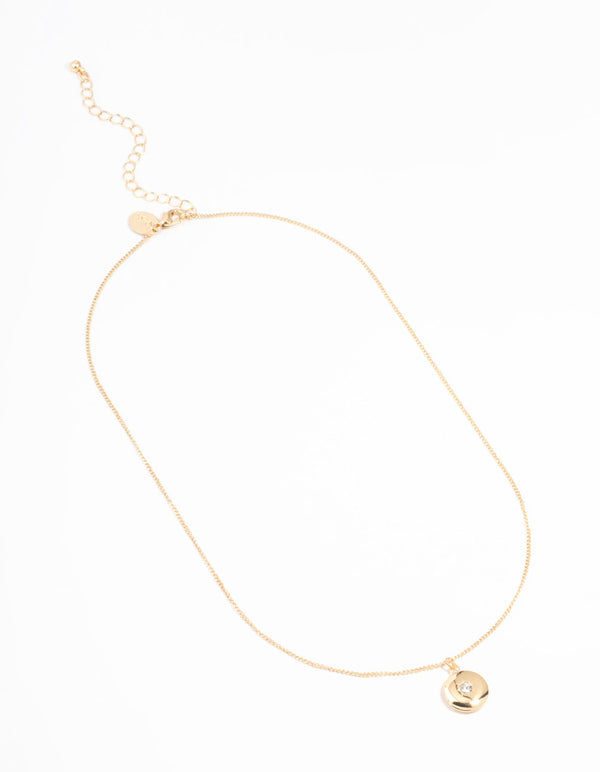 Gold Circle Locket Necklace