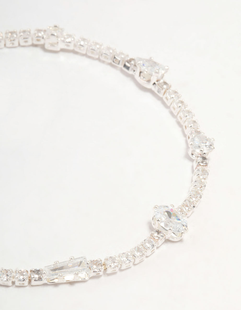 Silver Station Cupchain Cubic Zirconia Tennis Bracelet