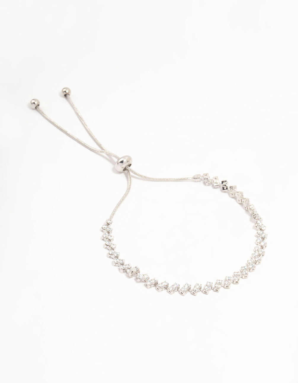 Silver Cubic Zirconia Tennis Toggle Bracelet
