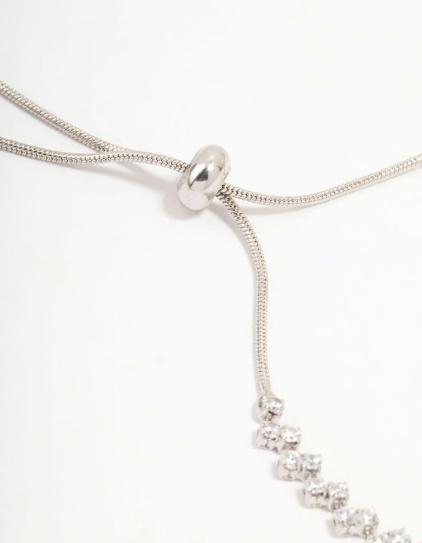 Silver Cubic Zirconia Tennis Toggle Bracelet