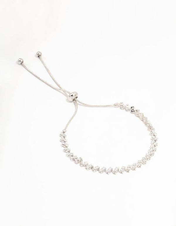 Silver Cubic Zirconia Tennis Toggle Bracelet