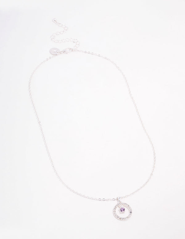Floating Purple Czech Bohemia Crystal Circle Necklace