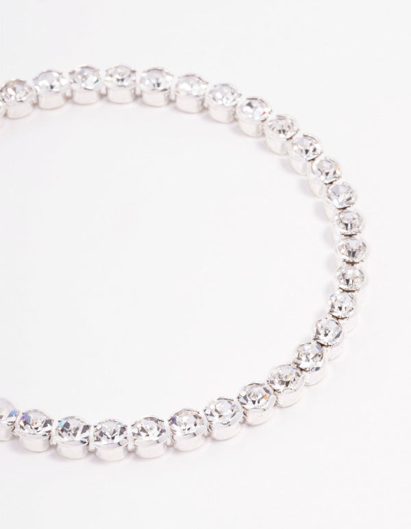 Silver Round Czech Bohemia Crystal Cupchain Clasp Bracelet