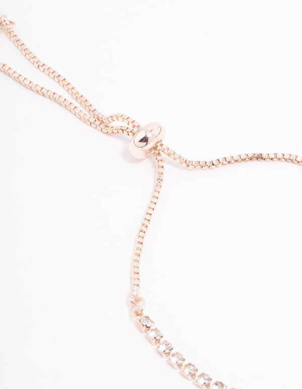 Rose Gold Heart Czech Bohemia Crystal Toggle Bracelet