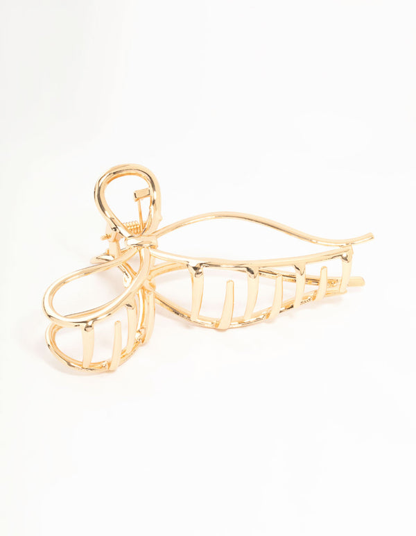 Large Gold Open Bow Claw Clip