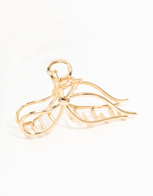 Large Gold Open Bow Claw Clip