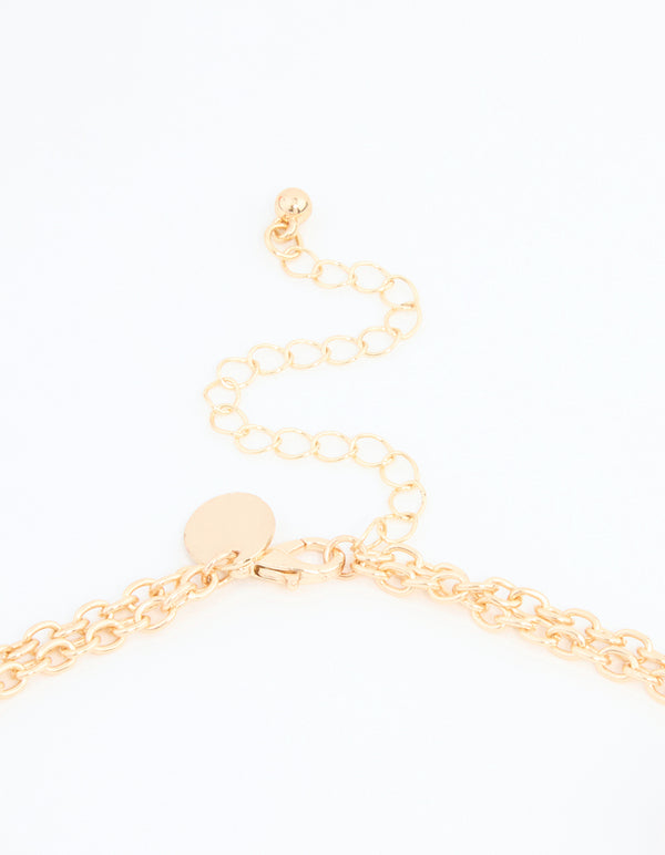 Pink Straw Beads Gold Necklace