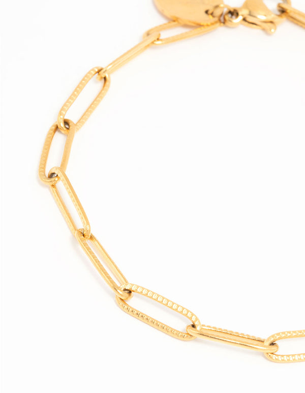Waterproof Gold Plated Stainless Steel Pearl & Star Charm Bracelet