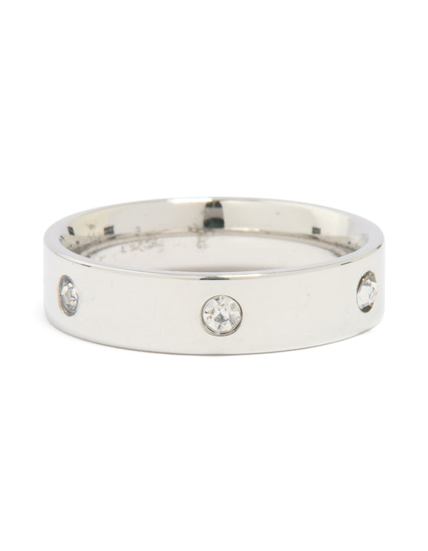 Waterproof Stainless Steel Cubic Zirconia Cocktail Band Ring