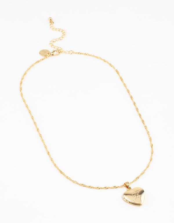 Gold Plated Heart Locket Initial K Necklace
