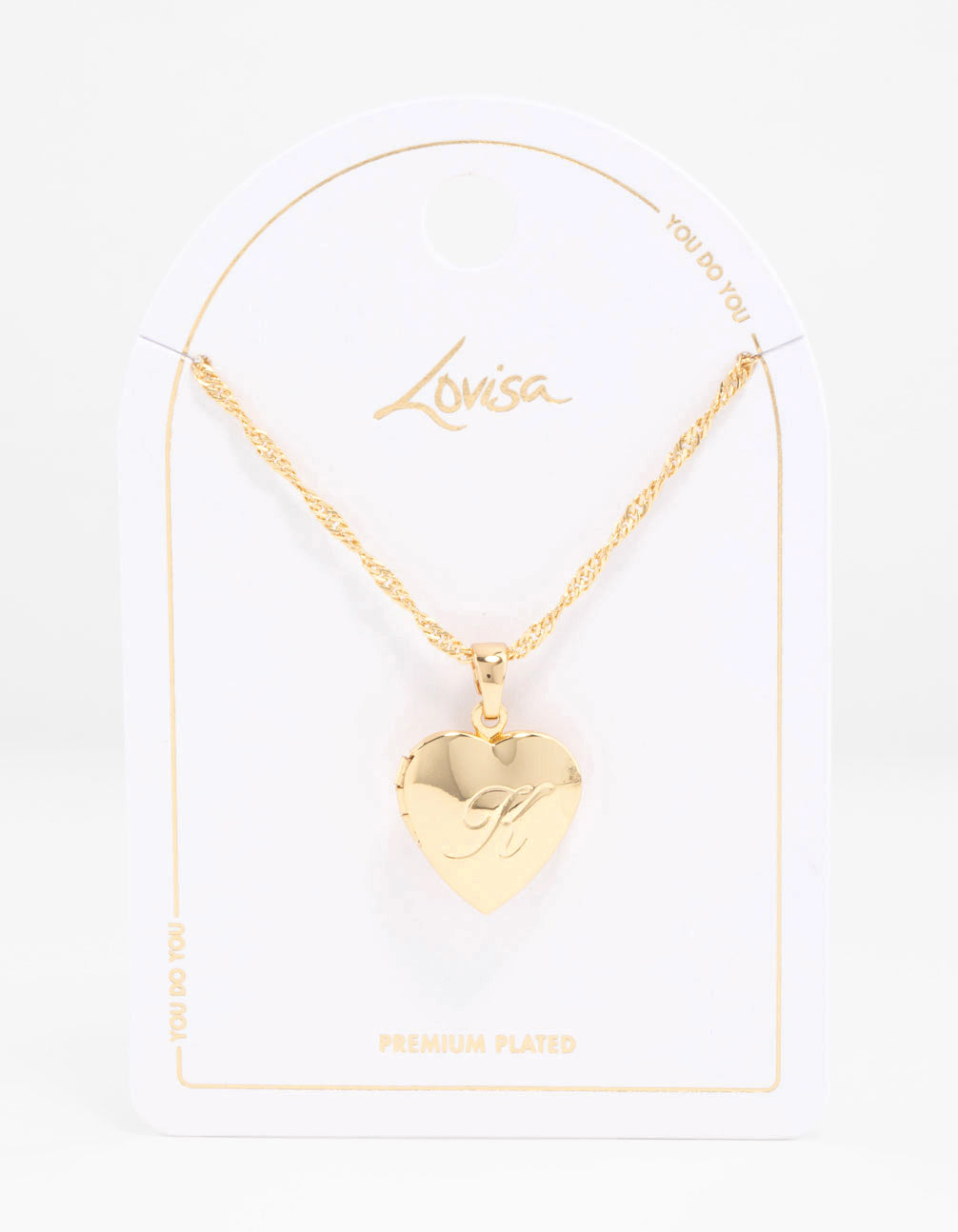 Gold Plated Heart Locket Initial K Necklace