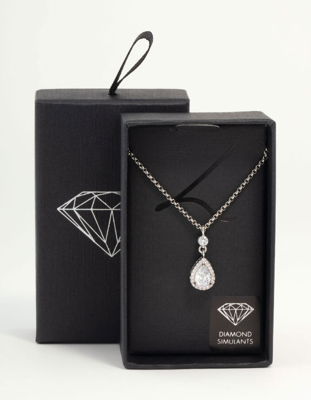 Silver Pear Cubic Zirconia Pendant Necklace