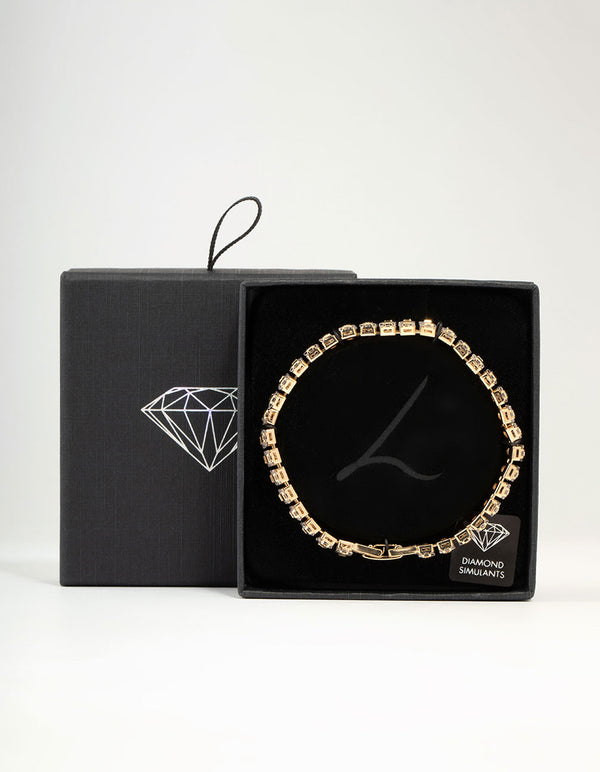 Gold Cubic Zirconia Tennis Bracelet