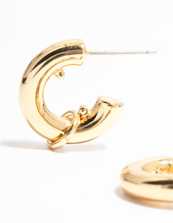 Gold Plated Mini Chubby Rondell Hoop Earrings