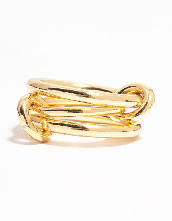 Gold Plated Stacked Connected Links Ring