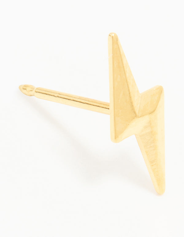 24KT Gold Plated Surgical Stainless Steel Lightning Bolt Piercing Stud