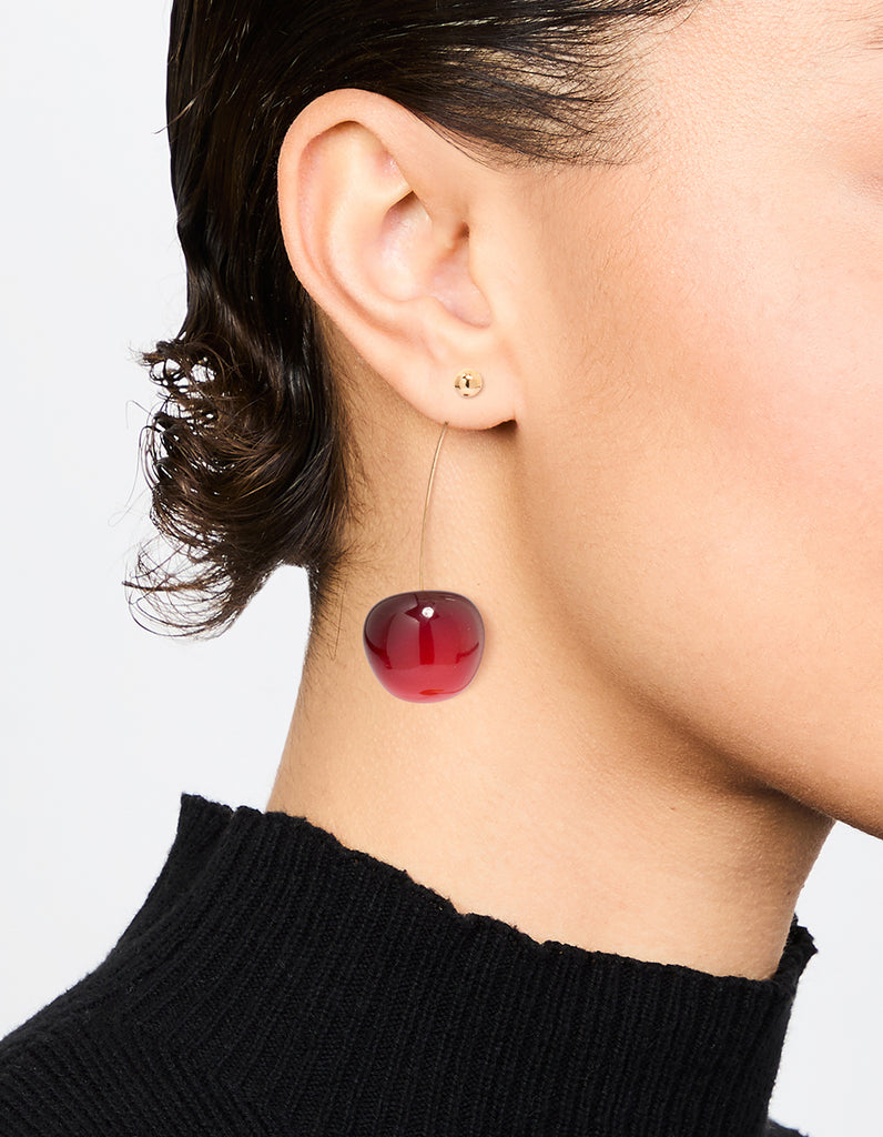 Red Cherry Thread Through Gold Drop Earrings Lovisa