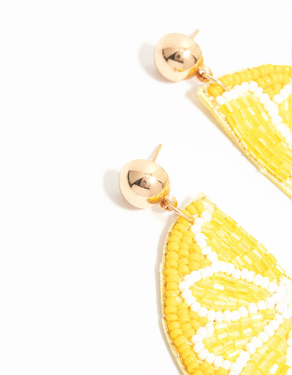 Yellow Beaded Lemon Drop Earrings