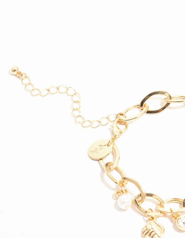 Gold Sun & Heart Charm Bracelet