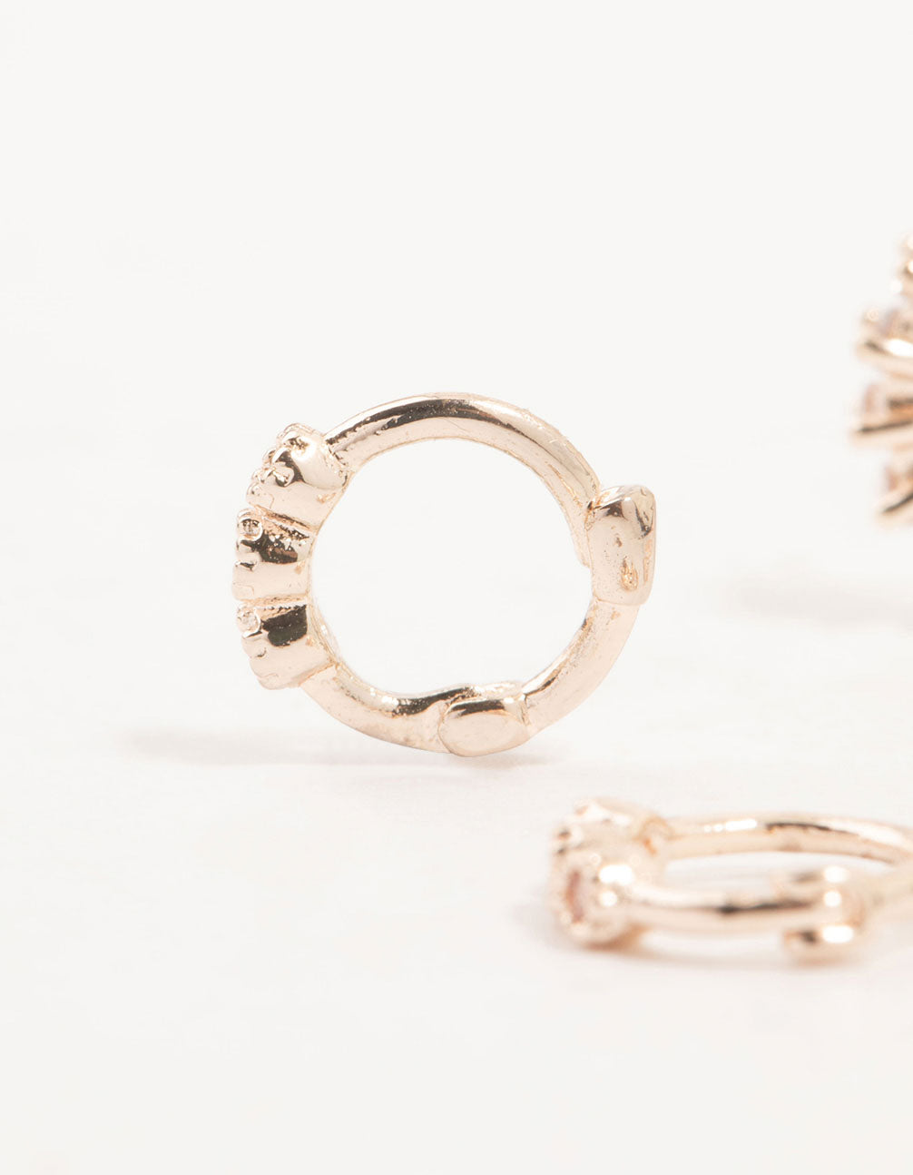 Rose Gold Mixed Diamante Huggie & Hoop Earrings 3-Pack
