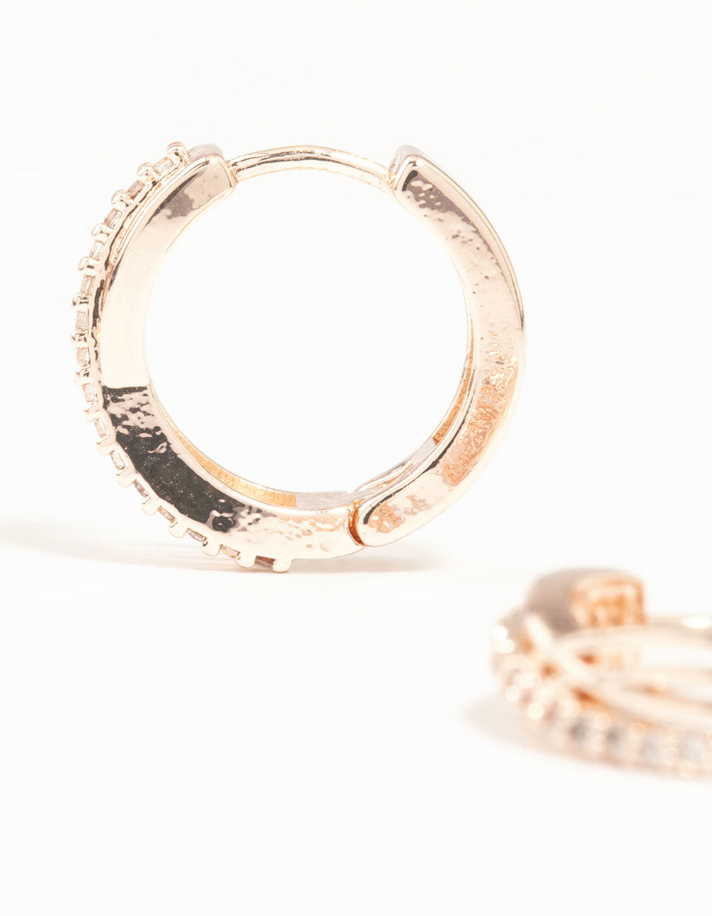 Rose Gold Mini Cubic Zirconia Twist Huggie Earrings
