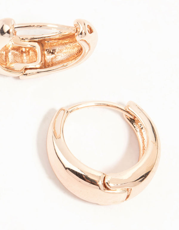 Rose Gold Plain Chubby Huggie Earrings