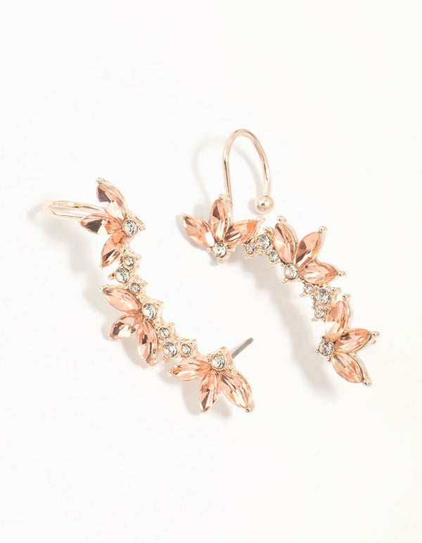 Rose Gold Diamante Leaf Ear Cuff