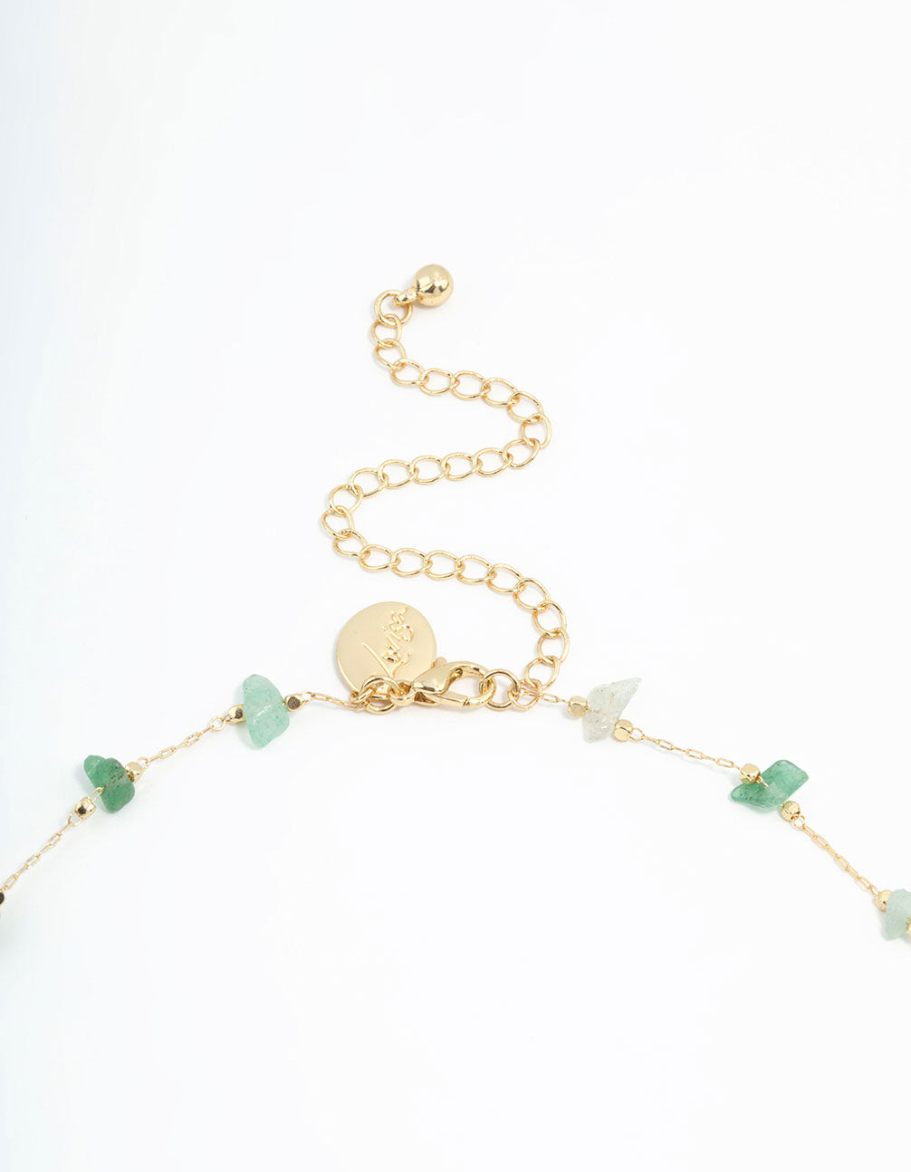 Gold Plated Green Semi-Precious Station Necklace