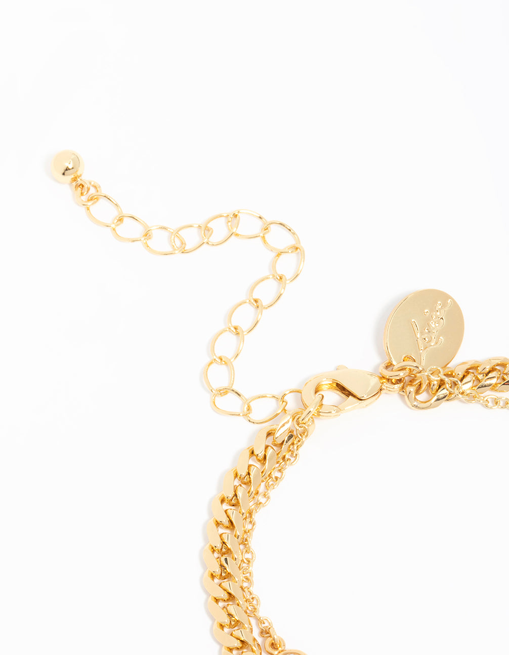 Gold Plated Cubic Zirconia Station & Chain Layered Bracelet
