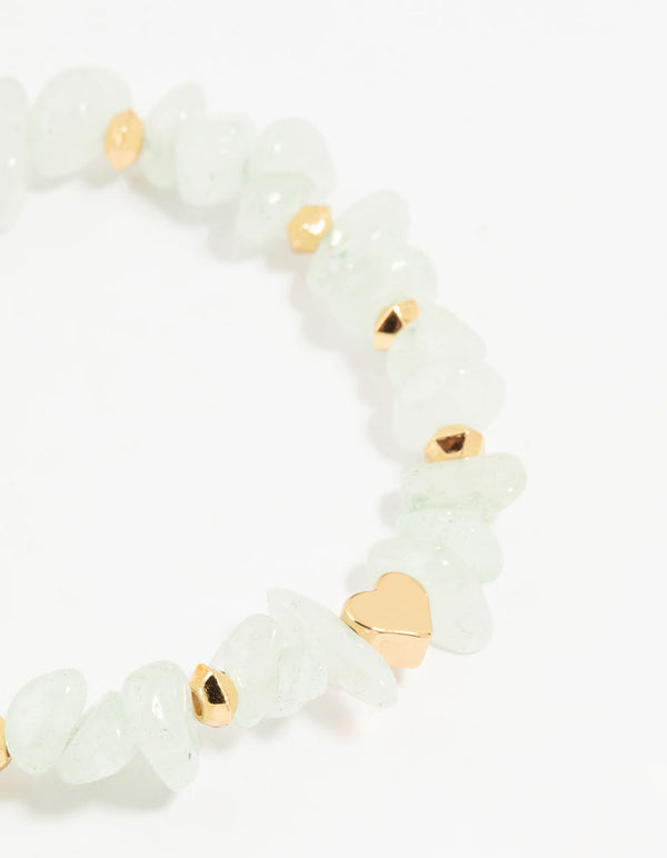 Gold Plated Heart & Semiprecious Chip Bracelet