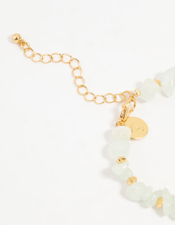 Gold Plated Heart & Semiprecious Chip Bracelet