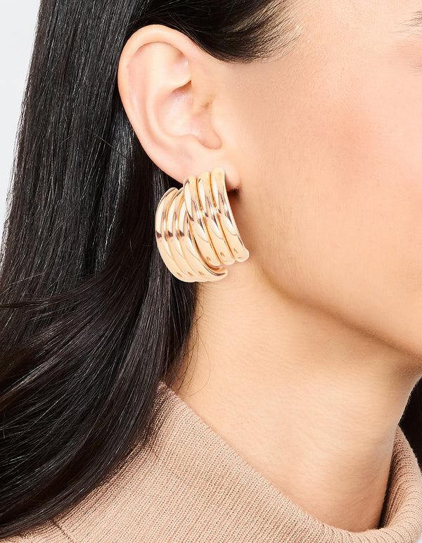 Gold Wrapped Stud Earrings