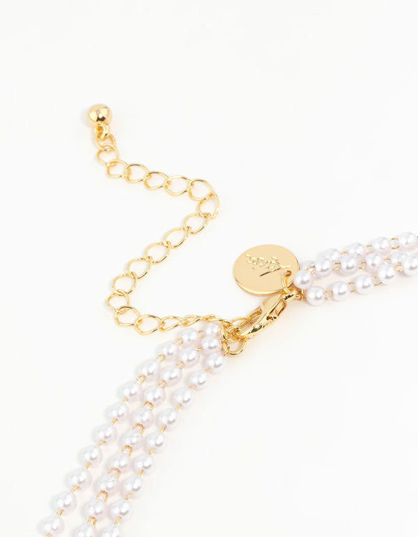 Gold Plated Pearl Layered Necklace