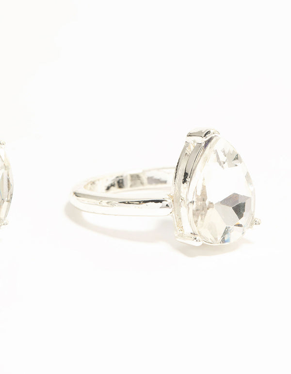 Silver & Mixed Shape Diamante Rings 3-Pack