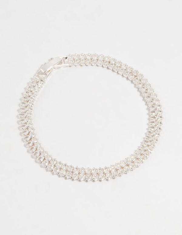 Silver Fine Cubic Zirconia Cupchain Bracelet